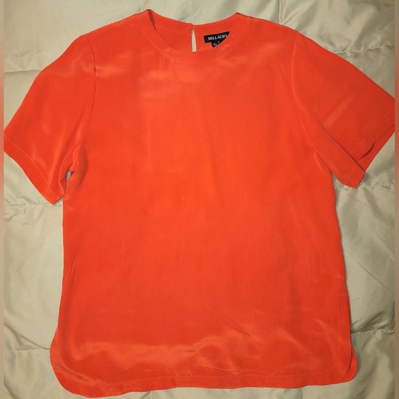 Bellagio 100% silk red short sleeve top  Sz S - Picture 4 of 12